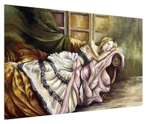 Obraz nešťastné ženy v šatech (120x80 cm)