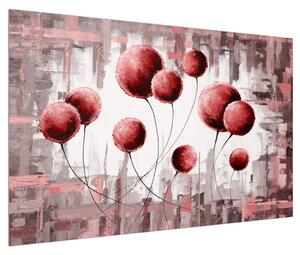 Abstraktní obraz - červené balónky (120x80 cm)