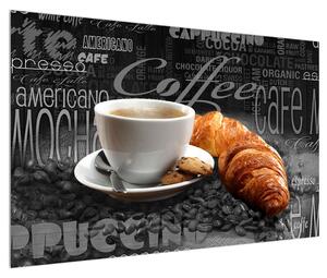 Obraz kávy a croissantů (120x80 cm)