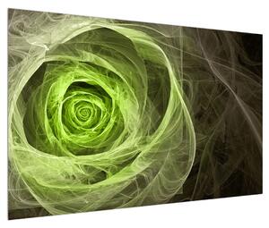 Abstraktní obraz zelené růže (120x80 cm)