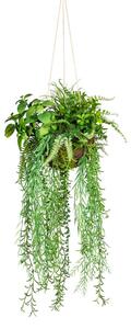 Umělá Kokedama mix rostlin XL závěsná, 30x80cm