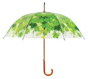 Transparentní větruodolný holový deštník se zelenými detaily Esschert Design Ambiance Birdcage Leaf, ⌀ 92,5 cm