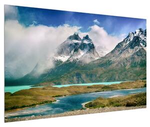 Obraz horské krajiny s řekou (120x80 cm)