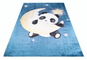Makro Abra Dětský kusový koberec vhodný k praní BAMBINO 2322 Medvídek Měsíc Vesmír Hvězdy protiskluzový modrý Rozměr: 80x150 cm