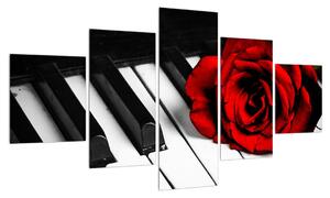 Obraz růže a klavíru (125x70 cm)