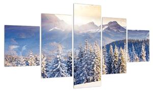 Zimní obraz lesní horské krajiny (125x70 cm)