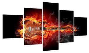 Obraz kytary v ohni (125x70 cm)