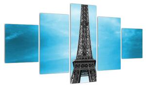 Obraz Eiffelovy věže a modrého auta (125x70 cm)