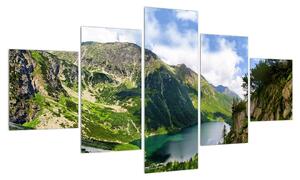 Obraz horské krajiny s jezerem (125x70 cm)