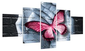 Moderní obraz dlaní s motýlem (125x70 cm)