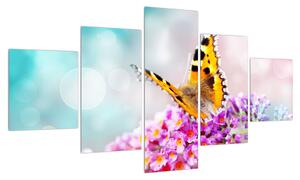 Obraz motýla na květech (125x70 cm)