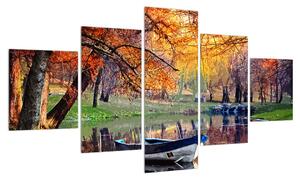 Podzimní obraz loďky (125x70 cm)