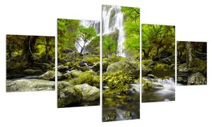 Obraz lesní krajiny s potokem (125x70 cm)