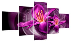Moderní fialový obraz květů (125x70 cm)