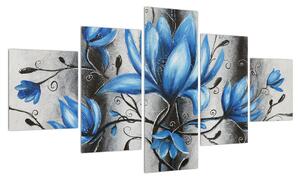 Obraz modrých květů (125x70 cm)
