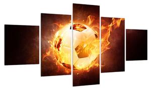 Obraz fotbalového míče v ohni (125x70 cm)