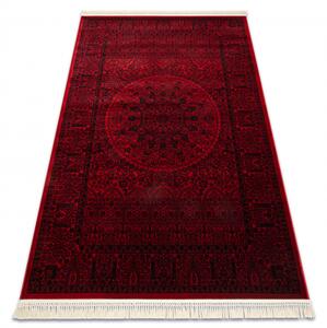 Makro Abra Kusový koberec klasický ORIENT 6039 bordó černý s třásněmi Rozměr: 100x200 cm