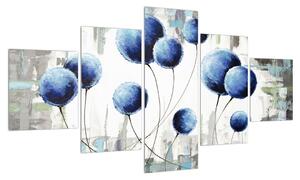 Abstraktní obraz - modré balónky (125x70 cm)