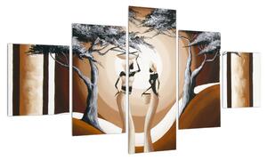 Orientální obraz dvou žen a stromu (125x70 cm)