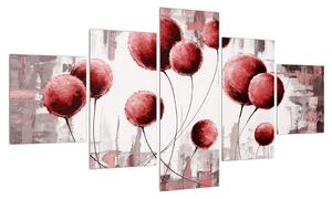 Abstraktní obraz - červené balónky (125x70 cm)