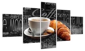 Obraz kávy a croissantů (125x70 cm)