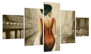 Obraz ženy a Eiffelovy věže (125x70 cm)