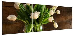 Obraz tulipánů ve váze (150x50 cm)