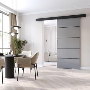 Interiérové dveře na stěnu BARRET 20 - 76 cm, šedé / černé