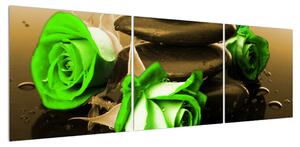 Obraz zelených růží (150x50 cm)