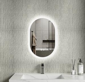 Erga Demi, oválné LED zrcadlo 40x60cm, 3 barvy světla, přední osvětlení, topná podložka proti zapaření, ERG-V01-DEMI-4060-CL