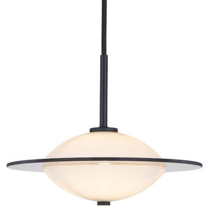 Halo Design Opálově bílé skleněné závěsné světlo Orbit 24 cm s černým zavěšením