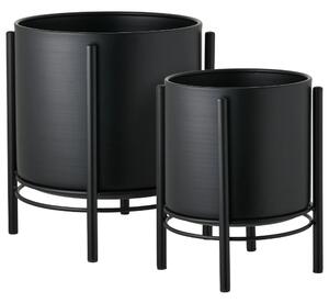 -25 % Dny MOMENTI– Nordic Living Set dvou černých kovových květináčů Nox Ø 19/25 cm