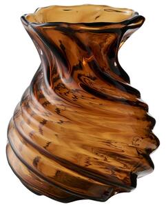 Nordic Living Hnědá skleněná váza Swirl 16 cm