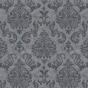 Vliesové tapety na zeď Pop Style 37483-3, rozměr 10,05 m x 0,53 m, design s vějířovitými motivy černé, zlaté a modré s metalickým efektem, A.S. Création