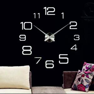 Stylesa -Moderní nástěnné hodiny zrcadlové barevné nástěnné hodiny SANOMA XXL S032S-S SILVER