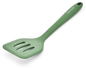 Silikonová děrovaná obracečka KitchenCraft 30 cm je šetrná k nepřilnavému nádobí, ideální pro obracení pokrmů a snadné odkapání tuku. KCSILTURNGR