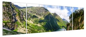 Obraz horské krajiny s jezerem (170x50 cm)