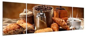 Obraz croissantů a kávy (170x50 cm)