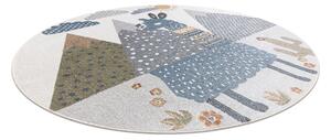 Makro Abra Kulatý dětský koberec BONO 8275 Lama pratelný krémový světle šedý Rozměr: průměr 140 cm