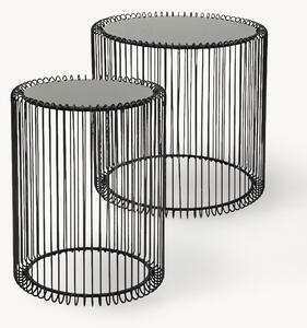 Sada kovových odkládacích stolků se skleněnou deskou Wire, 2 díly