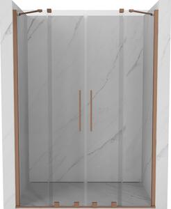 Mexen Velar Duo, posuvné dveře do otvoru 150x200 cm, 8mm čiré sklo, měděná matná, 871-150-000-02-65