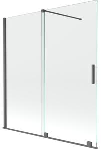 Mexen Velar, 2-křídlová posuvná vanová zástěna 150 x 150 cm, 8mm čiré sklo, grafitový matný profil, 896-150-000-01-66