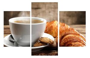 Obraz šálku kávy a croissantu (90x60 cm)