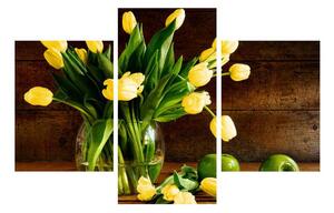Obraz žlutých tulipánů ve váze (90x60 cm)