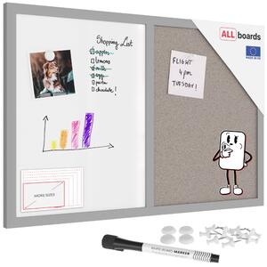 Allboards,Tabule COMBI -šedý korek a magnetická bílá 60x40 s šedým lakovaným dřevěným rámem,TMK64GREY
