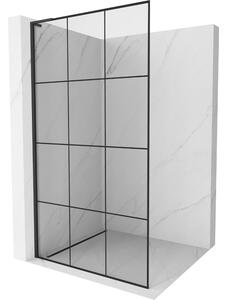 Mexen Kioto L, sprchová zástěna Walk-In 100 x 200 cm, 8mm čiré sklo černý vzor, ​​černý profil, 800-100-103-70-77