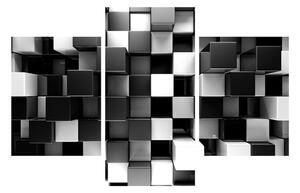 Abstraktní černobílý obraz - kostky (90x60 cm)