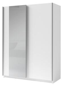 Vysoká šatní skříň 150 cm se zrcadlem LORICA - bílá