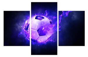 Obraz fotbalového míče v modrém ohni (90x60 cm)