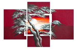 Moderní obraz stromu a východu slunce (90x60 cm)